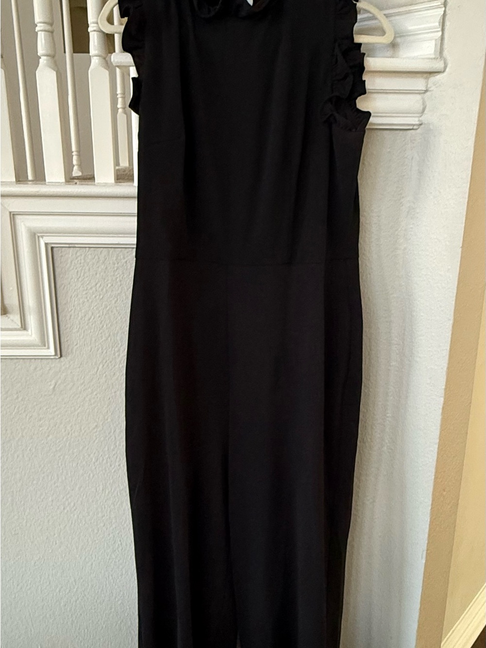 Maggy London Black Jumpsuit with Ruffle Collar